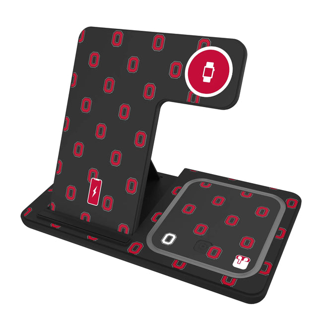 Ohio State University Buckeyes Fashion Pattern 3 in 1 Charging Station