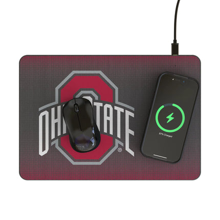 Ohio State University Buckeyes Linen 15-Watt Wireless Charger and Mouse Pad