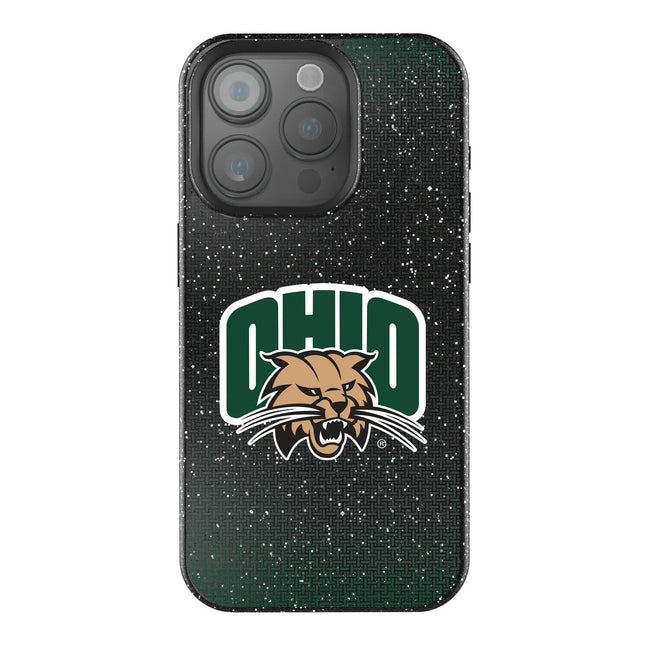 Ohio University Bobcats Linen Black Bling Phone Case for Apple iPhone