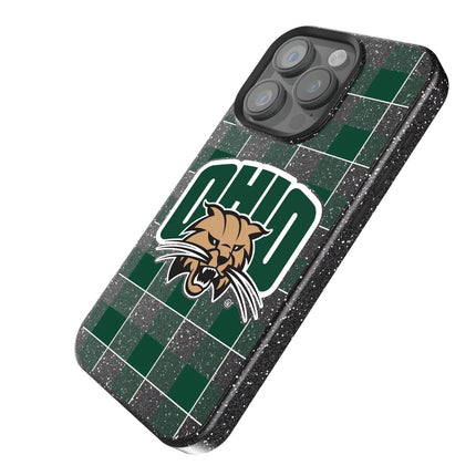 Ohio University Bobcats Plaid Black Bling Phone Case for Apple iPhone