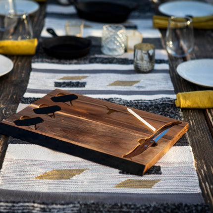 Texas Longhorns - Delio Acacia Cheese Cutting Board & Tools Set