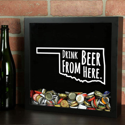 Oklahoma Drink Beer From Here Beer Cap Shadow Box