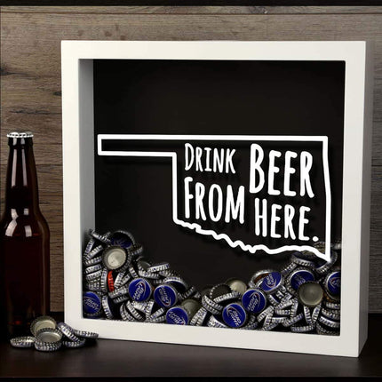 Oklahoma Drink Beer From Here Beer Cap Shadow Box