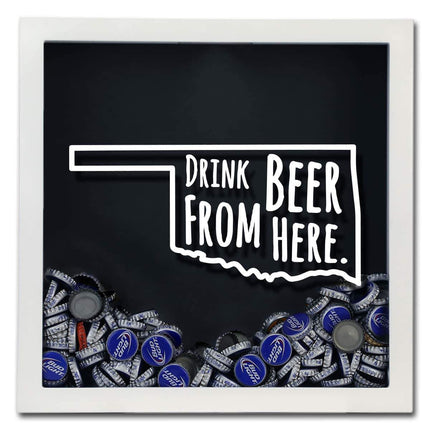Oklahoma Drink Beer From Here Beer Cap Shadow Box