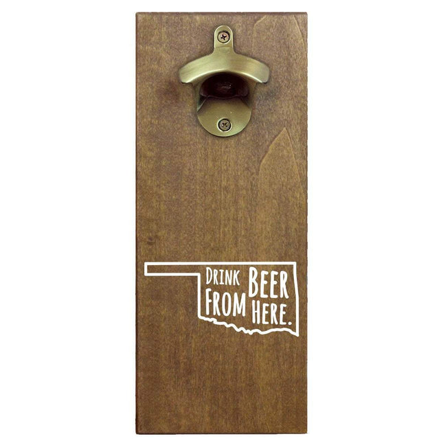 Oklahoma Drink Beer From Here Cap Catching Magnetic Bottle Opener