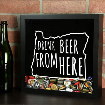 Oregon Drink Beer From Here Beer Cap Shadow Box