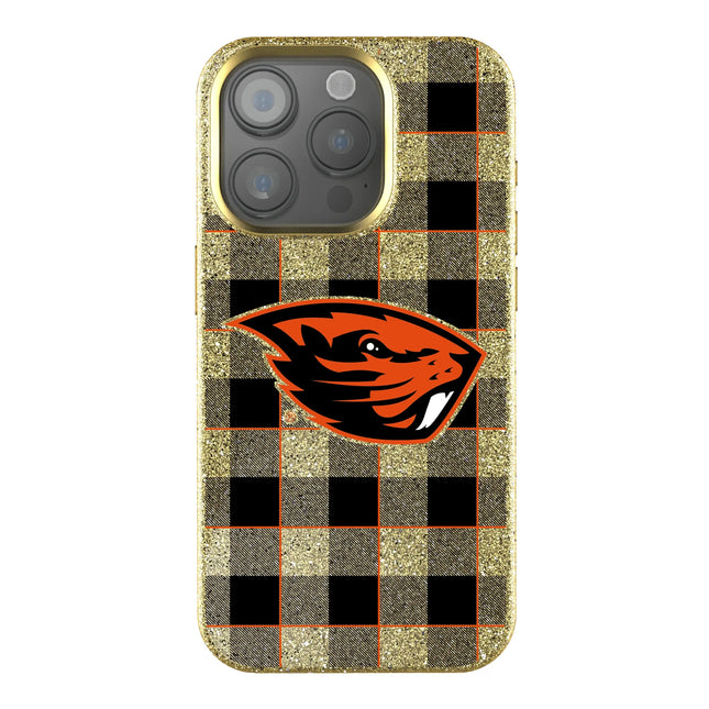 Oregon State University Beavers Plaid Bling Phone Case for Apple iPhone