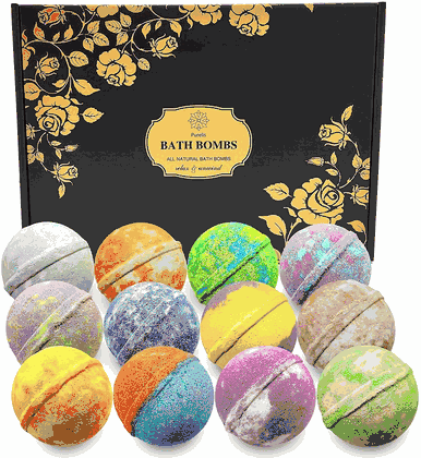 Organic Relaxing Bath Bomb Gift Set - 12 Pieces