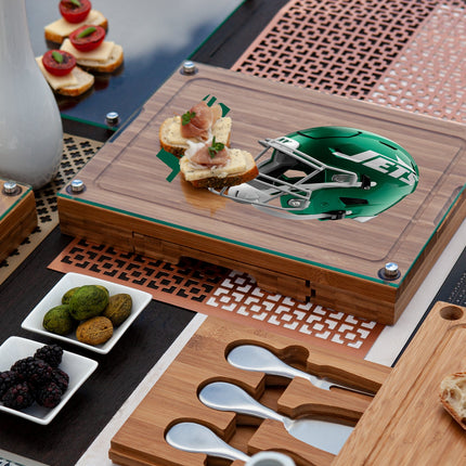 New York Jets - Concerto Glass Top Cheese Cutting Board & Tools Set