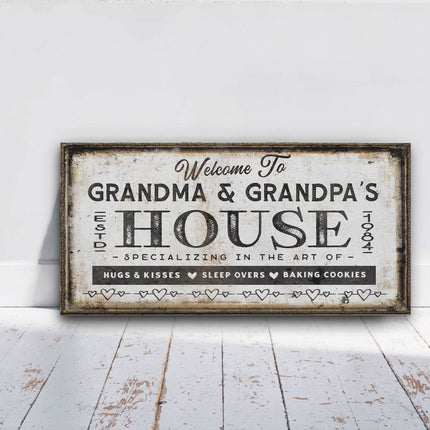 Grandma & Grandpas House Canvas Sign | Grandparent Gift