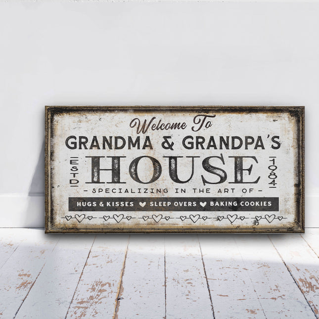 Grandma & Grandpas House Canvas Sign | Grandparent Gift