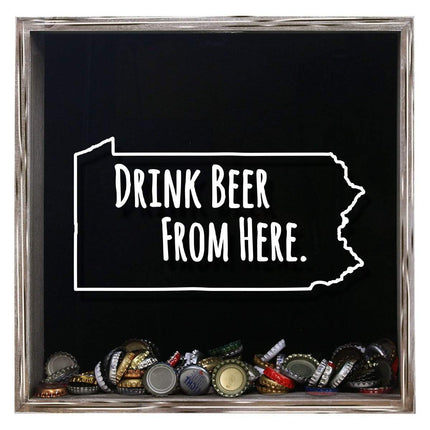 Pennsylvania Drink Beer From Here Beer Cap Shadow Box