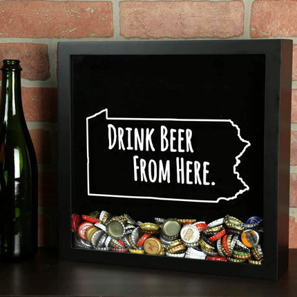 Pennsylvania Drink Beer From Here Beer Cap Shadow Box
