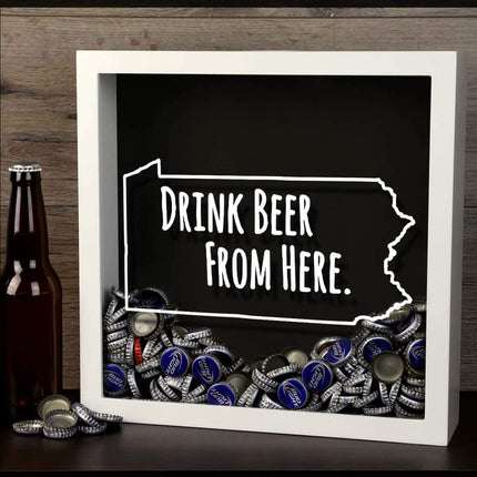 Pennsylvania Drink Beer From Here Beer Cap Shadow Box
