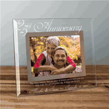 Personalized 25th Anniversary Glass Picture Frame