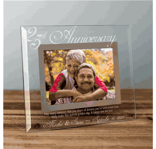 Personalized 25th Anniversary Glass Picture Frame