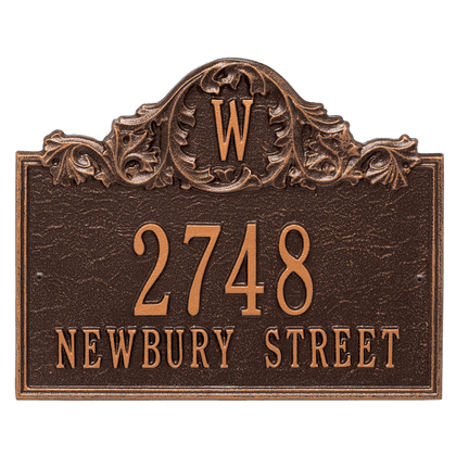 Personalized Acanthus Monogram Address Plaque