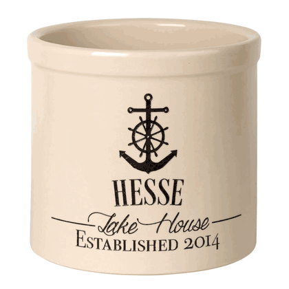 Personalized Anchor Lake House Established 2 Gallon Stoneware Crock