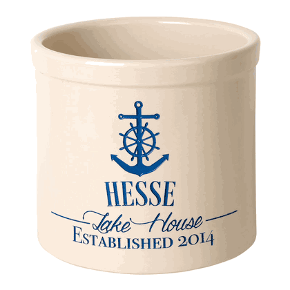 Personalized Anchor Lake House Established 2 Gallon Stoneware Crock