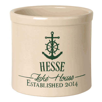Personalized Anchor Lake House Established 2 Gallon Stoneware Crock