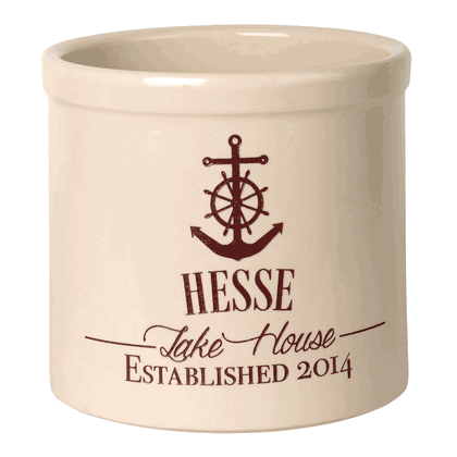 Personalized Anchor Lake House Established 2 Gallon Stoneware Crock