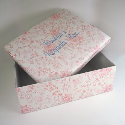 Personalized Baby Keepsake Box - Beary Blossoms Toile Large