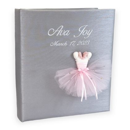 Personalized Ballerina Tutu with Rhinestones Shantung Baby Memory Book