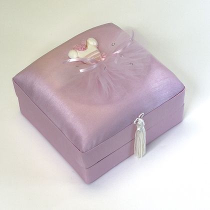 Personalized Ballerina Tutu with Rhinestones Shantung Jewelry Box