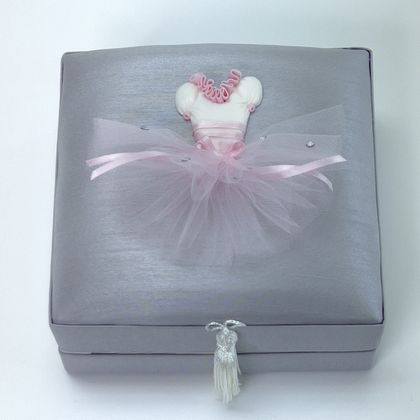 Personalized Ballerina Tutu with Rhinestones Shantung Jewelry Box