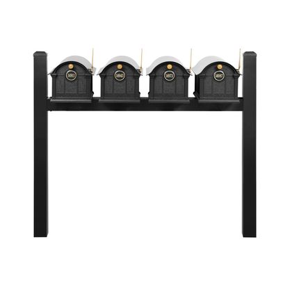 Personalized Balmoral Quad Mount Mailbox With Pyramid Caps & Door Medallions