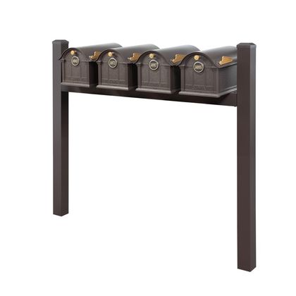 Personalized Balmoral Quad Mount Mailbox With Pyramid Caps & Door Medallions