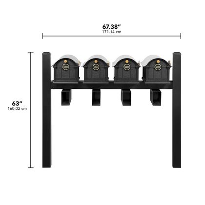 Personalized Balmoral Quad Mount Mailbox With Pyramid Caps, Door Medallions & Newspaper Boxes
