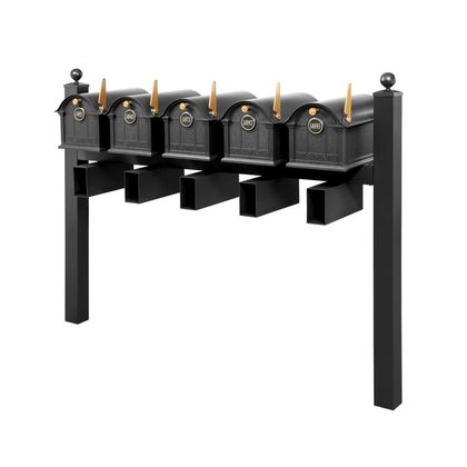 Personalized Balmoral Quint Mount Mailbox With Ball Finials, Door Medallions & Newspaper Boxes