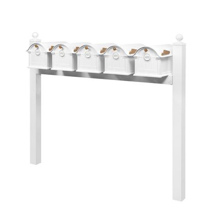 Personalized Balmoral Quint Mount Mailbox With Ball Finials & Personalized Door Medallions