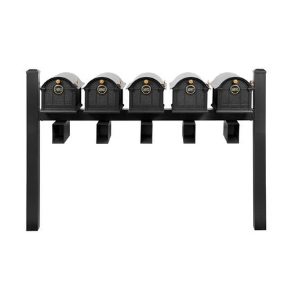 Personalized Balmoral Quint Mount Mailbox With Pyramid Caps, Personalized Door Medallions & Newspaper Boxes