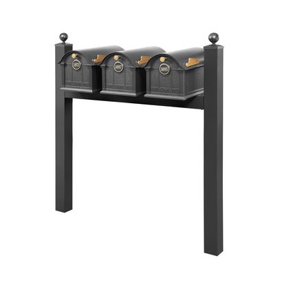 Personalized Balmoral Triple Mount Mailbox With Ball Finials Door Medallion