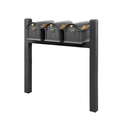 Personalized Balmoral Triple Mount Mailbox With Pyramid Caps & Door Medallion