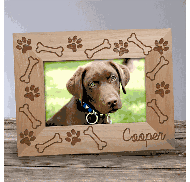 Personalized Bones & Paws Wood Frame