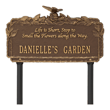 Personalized Butterfly Rose Garden Quote Lawn Plaque