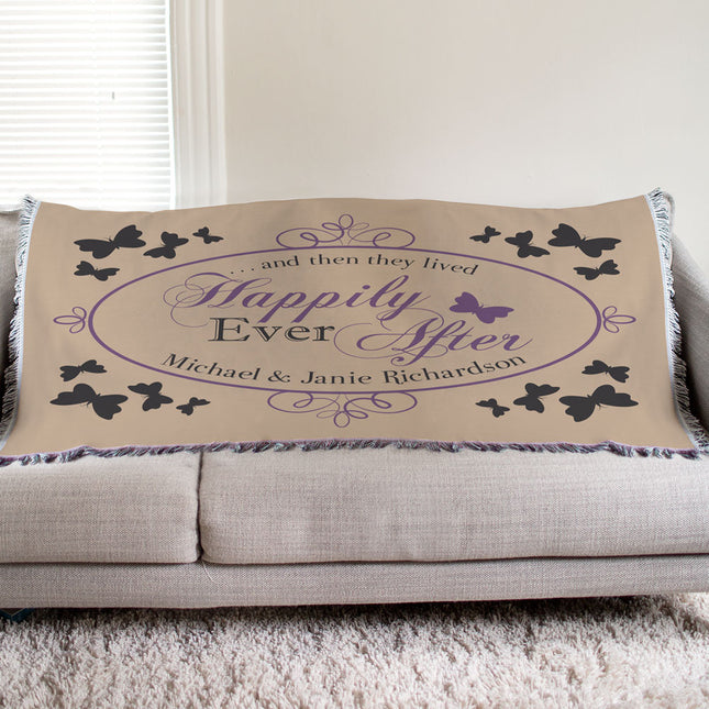 Personalized Butterfly Wedding Tapestry Throw