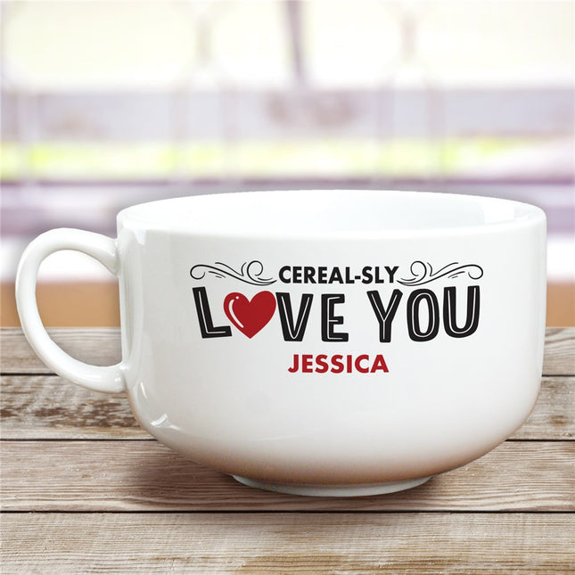 Personalized Cereal-Sly Love You Red Heart Ceramic Bowl