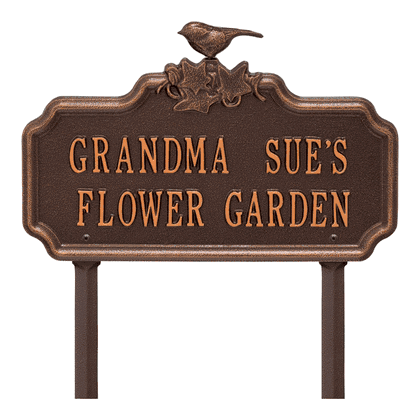 Personalized Chickadee Ivy Garden 2-Line Lawn Plaque