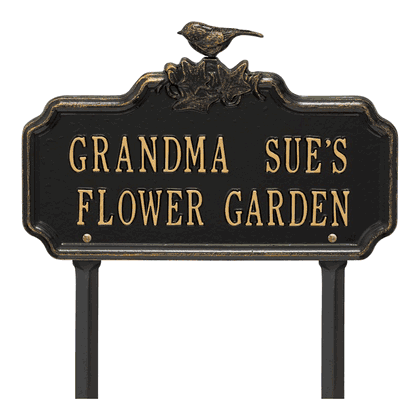 Personalized Chickadee Ivy Garden 2-Line Lawn Plaque