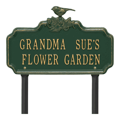 Personalized Chickadee Ivy Garden 2-Line Lawn Plaque