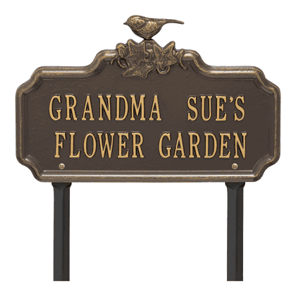 Personalized Chickadee Ivy Garden 2-Line Lawn Plaque