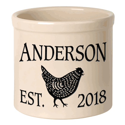 Personalized Chicken 2 Gallon Stoneware Crock