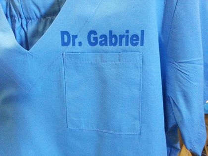 Personalized Child Doctor Scrubs Costume (Blue)