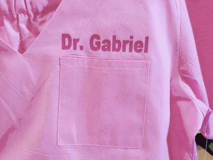 Personalized Child Doctor Scrubs Costume - Pink
