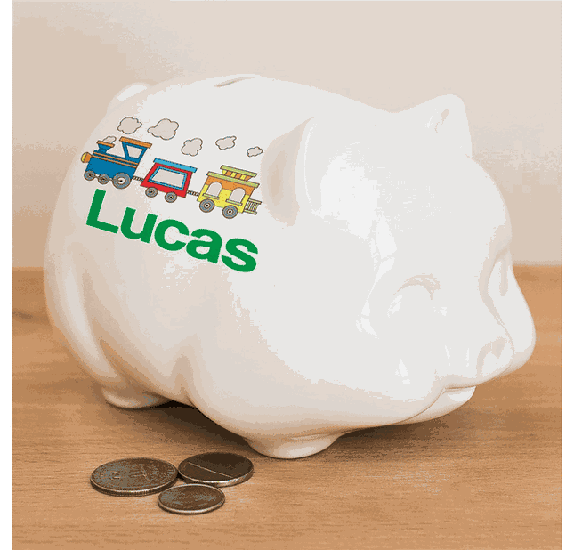 Personalized Choo Choo Train Piggy Bank