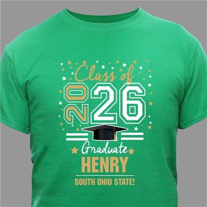 Personalized Class Of Gold And White Stars Graduation T-Shirt
